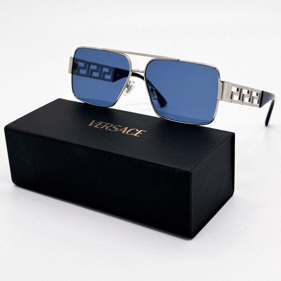 NEW VERSACE SUNGLASSES VE2290 100180 SILVER/BLUE UNISEX EYEWEAR VE2290 1001/80 main image 6